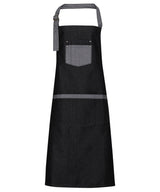 Domain contrast denim bib apron