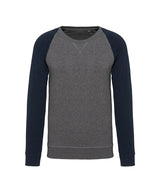 Men's two-tone organic crew neck raglan sleeve sweatshirt