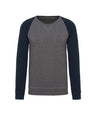 Men's two-tone organic crew neck raglan sleeve sweatshirt